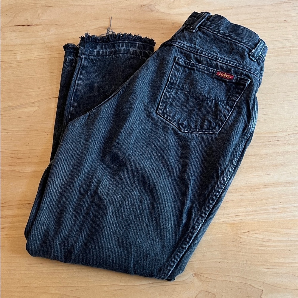 VTG Bonjour Juniors Frayed Hem Black Denim